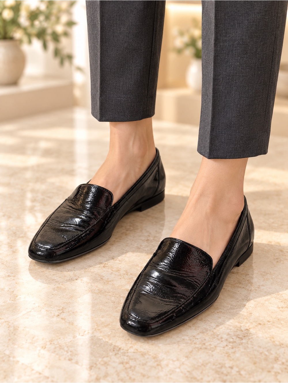 Clarks Black Patent Leather Slip-On Loafers